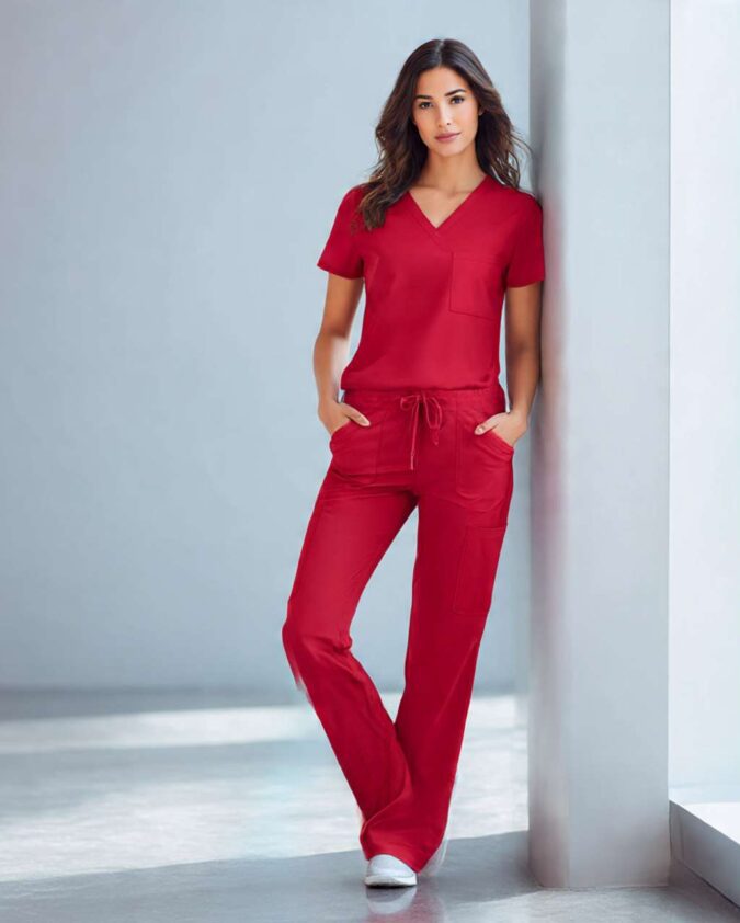 red scrubs