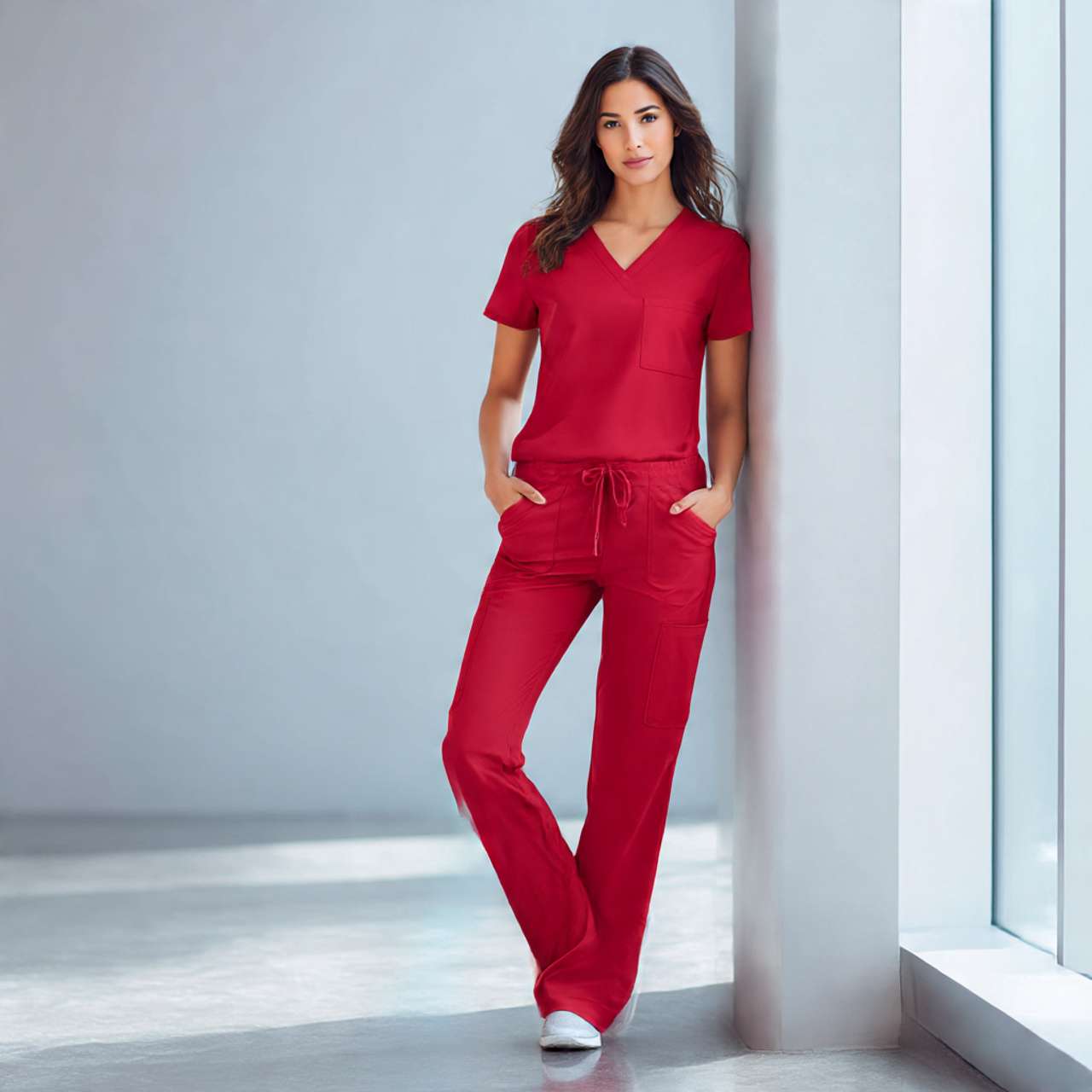 red scrubs
